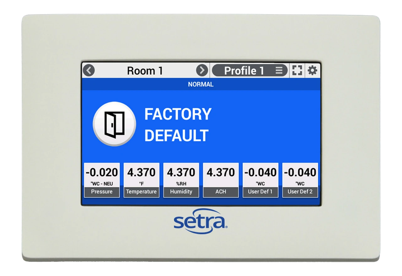 Setra FLEX room pressure monitor, differential pressure display for isolation rooms and operating theatres in Saudi Arabia