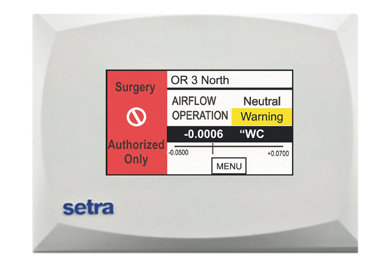 Setra SRCM room condition monitor, room pressure display for hospital isolation rooms in Saudi Arabia
